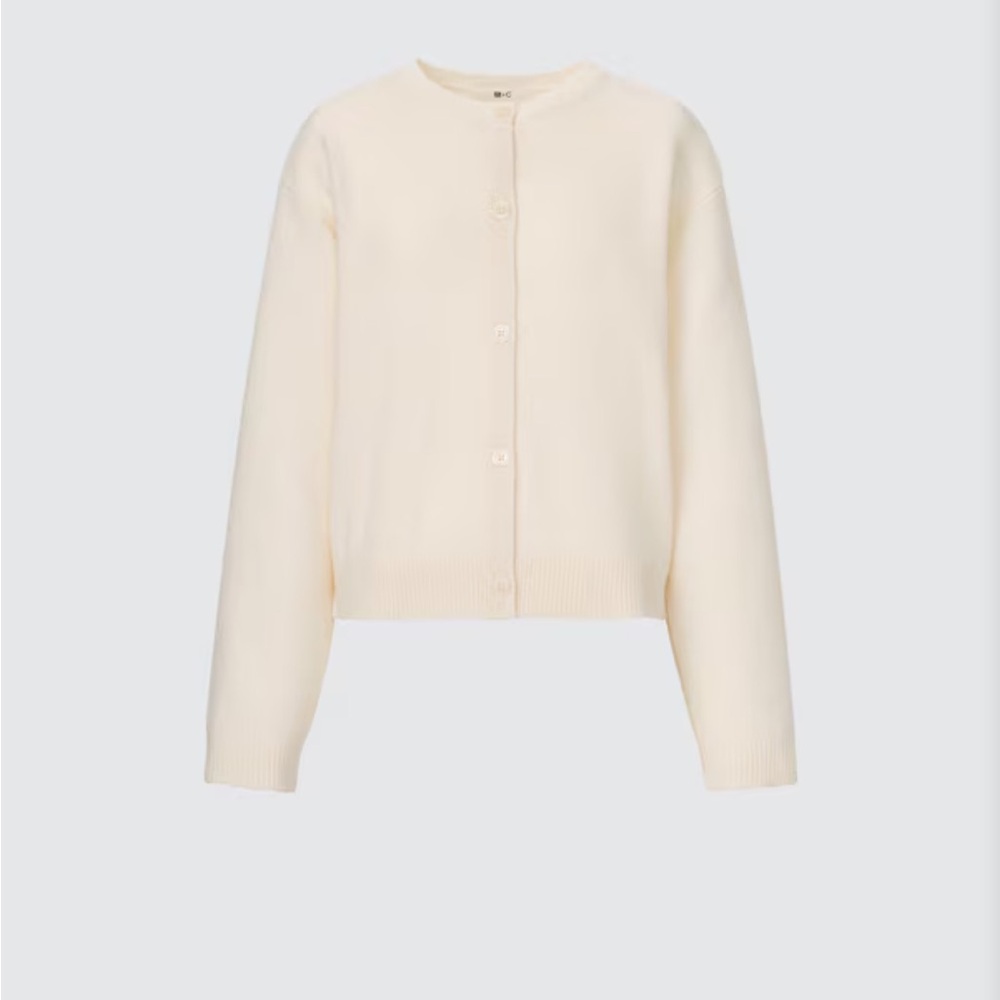 Uniqlo Cream 100% Cashmere Cardigan Sweater